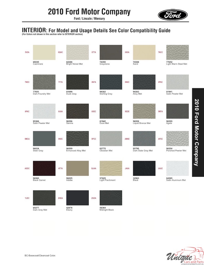 2001 Ford Paint Charts Sherwin-Williams 16